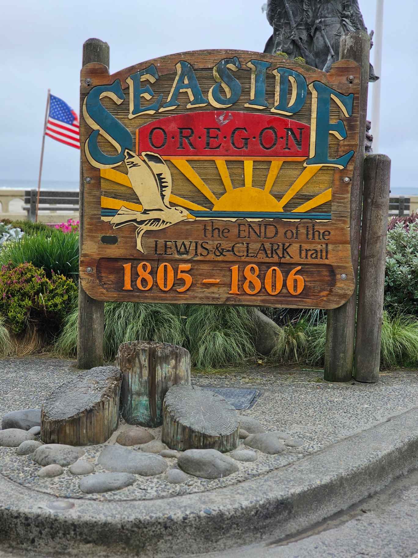 Seaside Oregon sign at the end of the Lewis and Clark trail